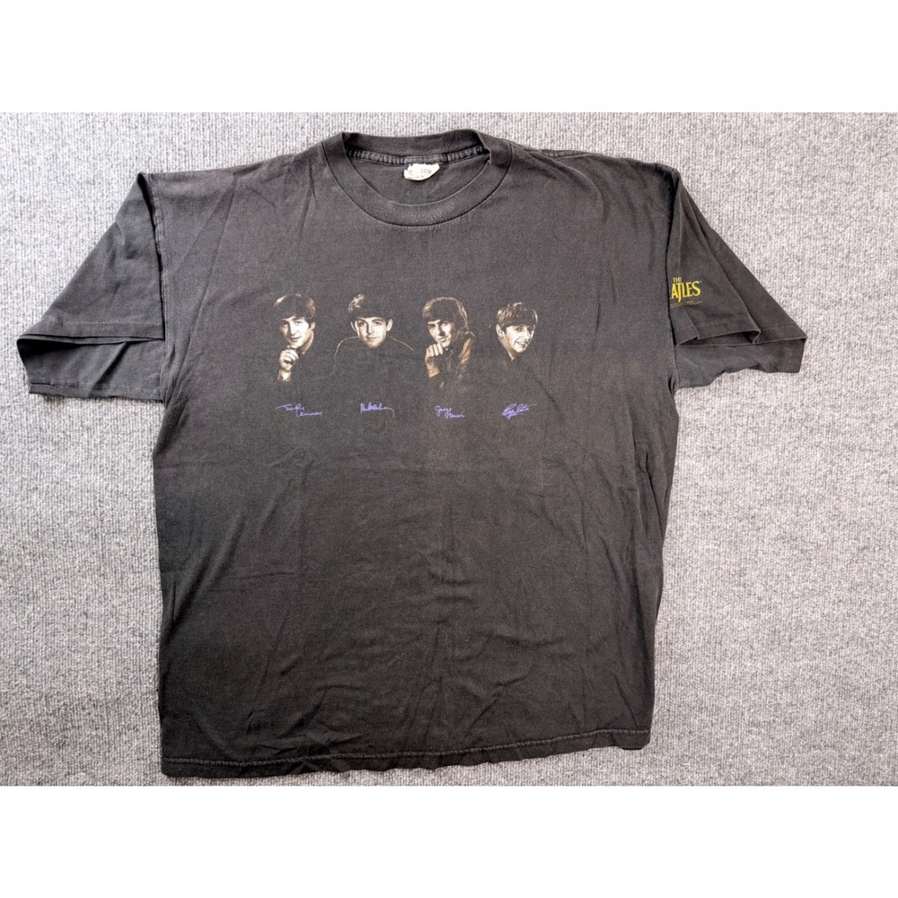Vintage 90s The Beatles T Shirt XL Black Graphic Tee USA Made Cronies 1995